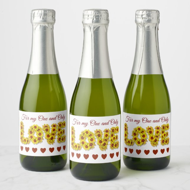 Étiquette de boisson d'amour Tournesol (Bouteilles)