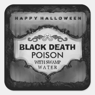 Étiquette de boisson Halloween - Gris & Noir Grand
