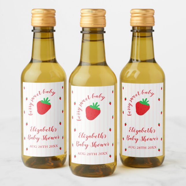 Étiquette de boisson pour Baby Shower « Fraise Suc (Bouteilles)