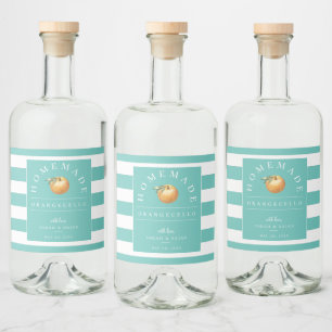 Étiquette de boisson Turquoise Orangecello moderne