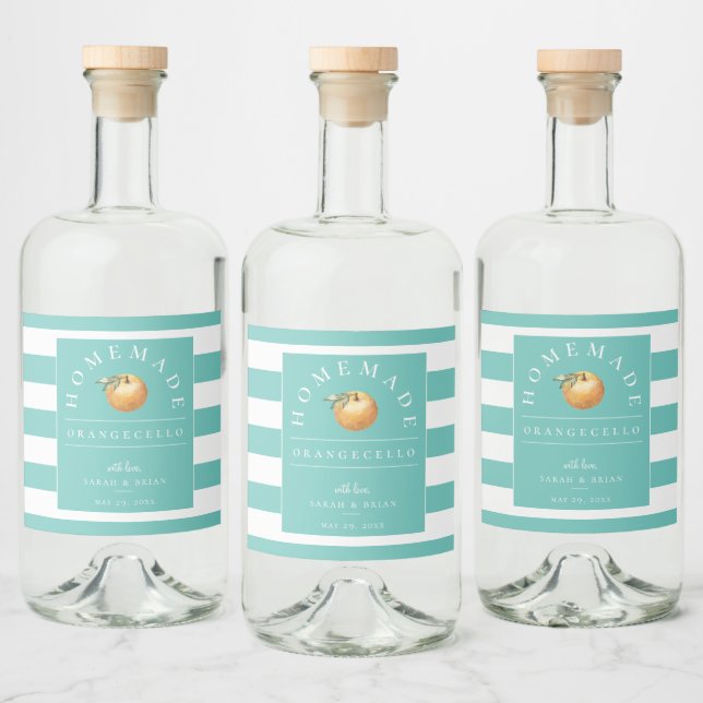 Étiquette de boisson Turquoise Orangecello moderne (Bouteilles)
