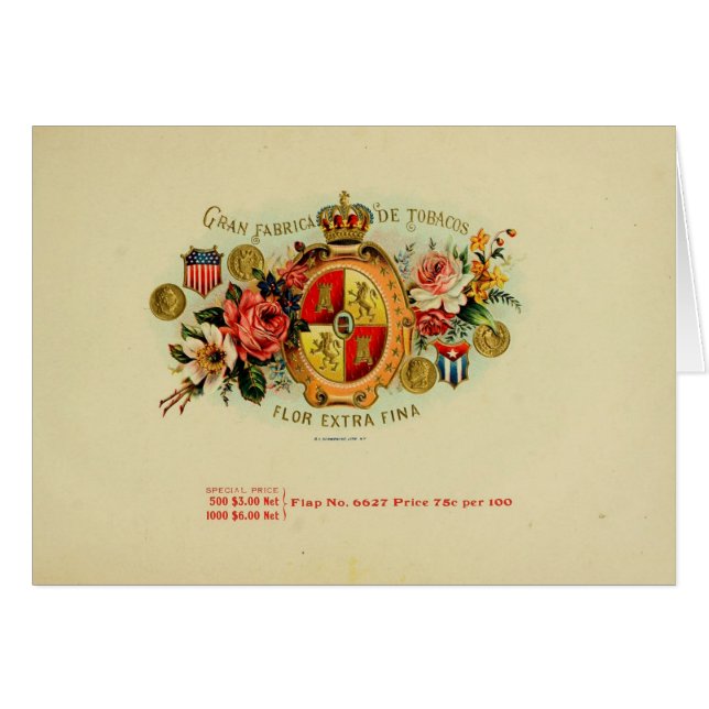 Étiquette de boîte à cigares vintage (Devant horizontal)