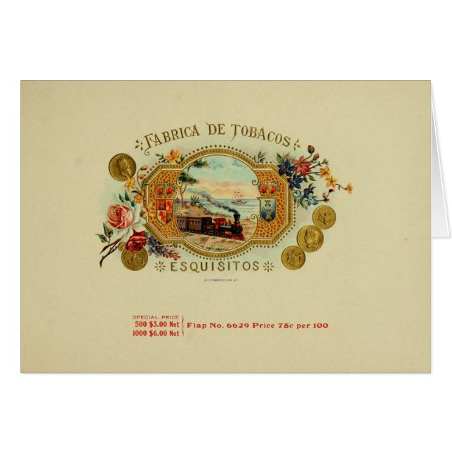 Étiquette de boîte à cigares vintage (Devant horizontal)