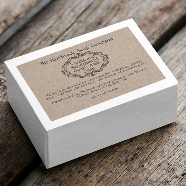Étiquette de boîte de savon de style papier kraft  (Créateur téléchargé)