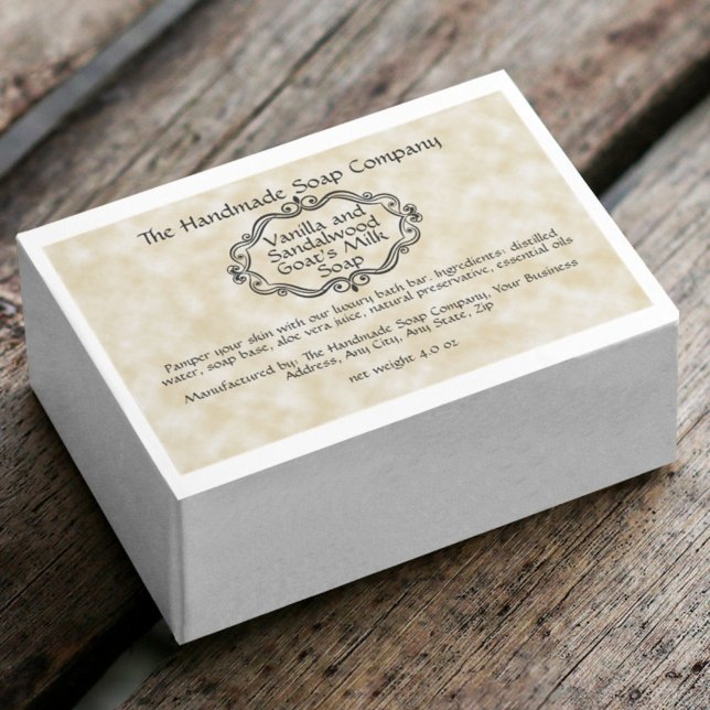 Étiquette de boîte de savon en parchemin bronzé vi (Créateur téléchargé)