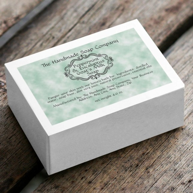 Étiquette de boîte de savon parchemin vert vintage (Créateur téléchargé)