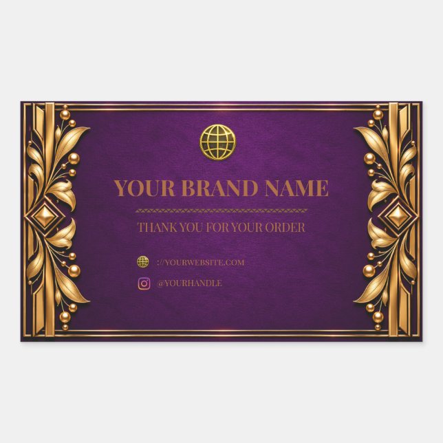 Étiquette de boîte en or violet améthyste royale v (Devant)