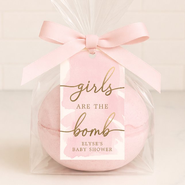Étiquette de bombe de bain à l'aquarelle rose or (Créateur téléchargé)