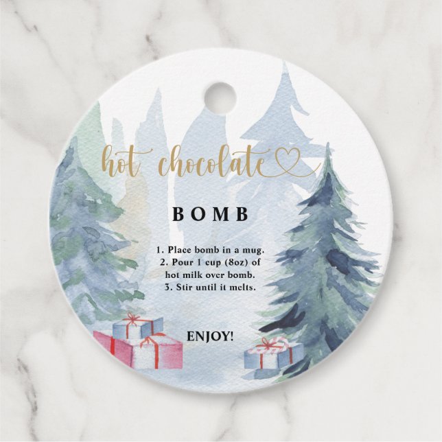 Étiquette de bombe de chocolat chaud. Bombe de cac (Devant)