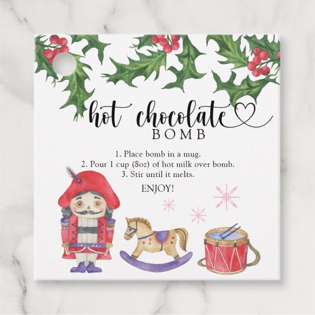 étiquette de bombe de chocolat chaud. Bombe de cac (Devant)