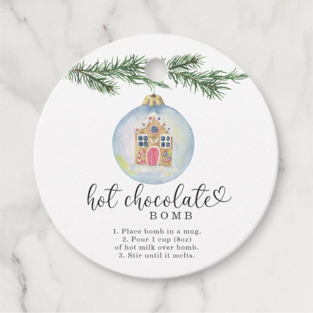 étiquette de bombe de chocolat chaud. Hiver à l'aq (Devant)