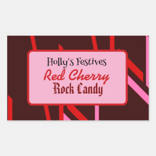 étiquette de bonbon de roche cerise rouge