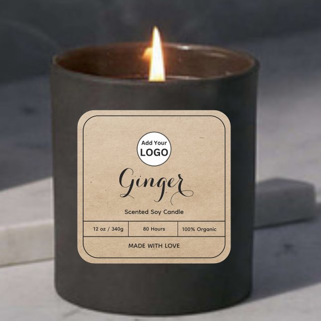Étiquette de bougie à bordure noire Kraft Ajoutez  (Créateur téléchargé)