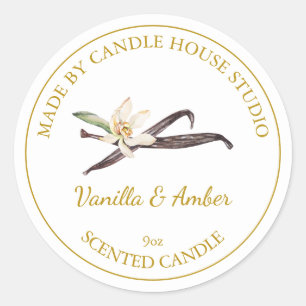 Étiquette de bougie à la vanille artisanale dorée