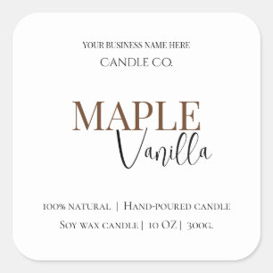 Étiquette de bougie au sirop d'érable et vanille