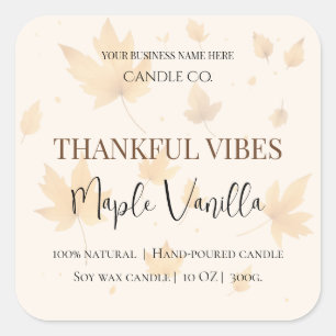 Étiquette de bougie au sirop d'érable et vanille  
