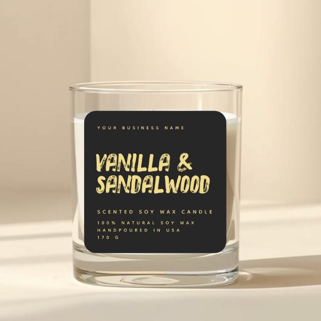 étiquette de bougie au soja noir or typographie mo (Créateur téléchargé)