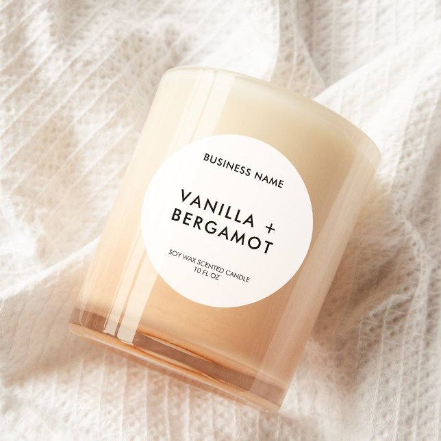 Étiquette de bougie blanche minimaliste moderne (Créateur téléchargé)
