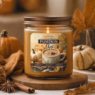 Étiquette de Bougie Citrouille Chai Automne | Café