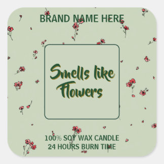 Étiquette de bougie de fleur personnalisable Texte