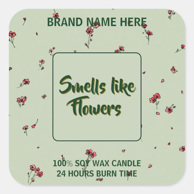 Étiquette de bougie de fleur personnalisable Texte (Devant)