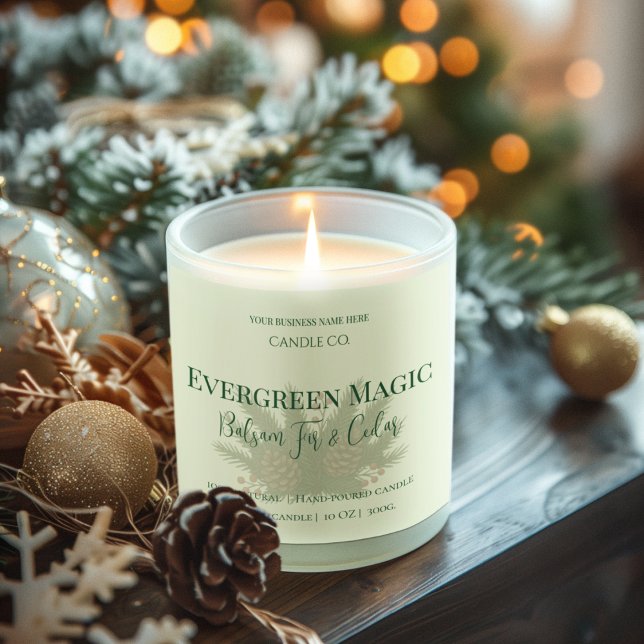 Étiquette de bougie de Noël Evergreen Magic | Pers (Créateur téléchargé)