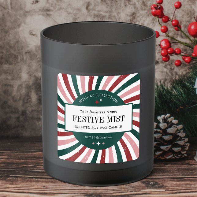 Étiquette de bougie de Noël rétro Emballage de fêt (Bring back the nostalgia with this retro-inspired Christmas product sticker)