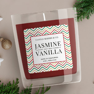 Étiquette de bougie de Noël Rouge Vert Or Autocoll