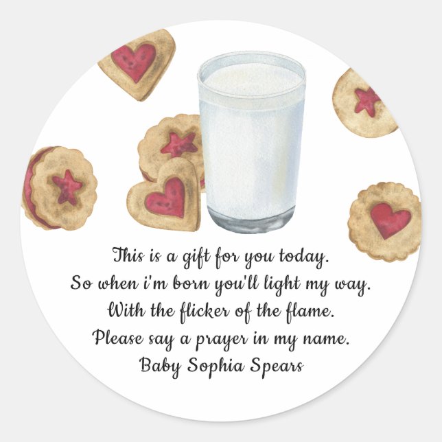 Étiquette de bougie de prière pour lait et biscuit (Devant)