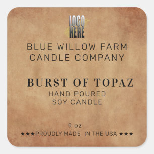 Étiquette de bougie de soja en papier rustique ave