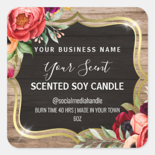 Étiquette de bougie de soja parfumé à la crème de