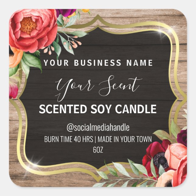 Étiquette de bougie de soja parfumé à la crème de  (Devant)