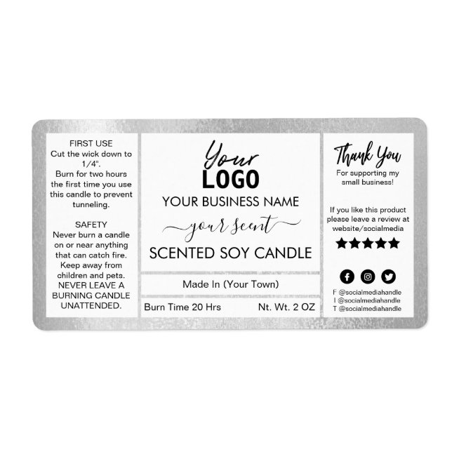 Étiquette de bougie de soja parfumé à l'encre d'ar (Devant)