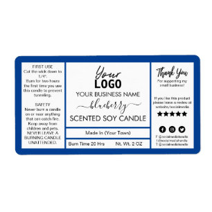 Étiquette de bougie de soja parfumé bleu bleuet