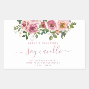 Étiquette de bougie de soja rose