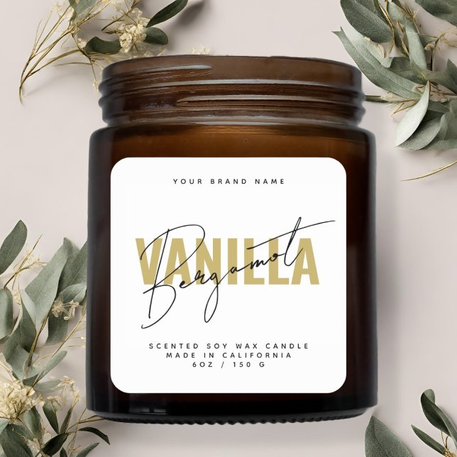 étiquette de bougie de typographie de script blanc (Créateur téléchargé)