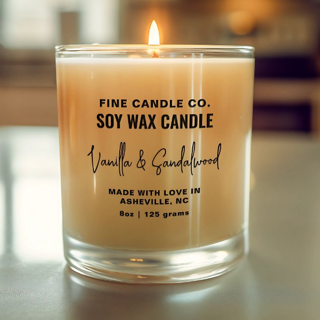 Étiquette de bougie Élégant minimaliste moderne No (Créateur téléchargé)