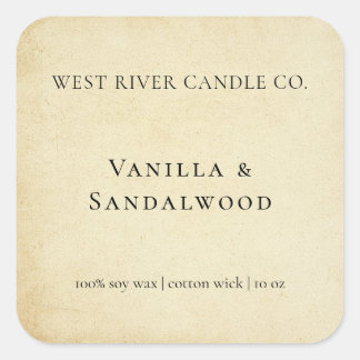 Étiquette de bougie en papier kraft élégant rustiq