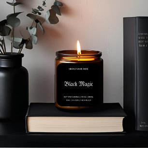 Étiquette de bougie gothique magique noire Hallo