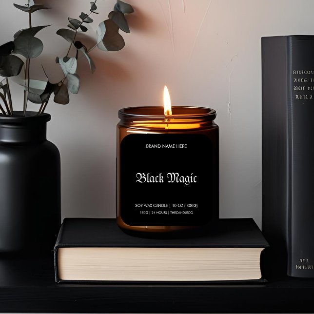 Étiquette de bougie gothique magique noire | Hallo (Créateur téléchargé)
