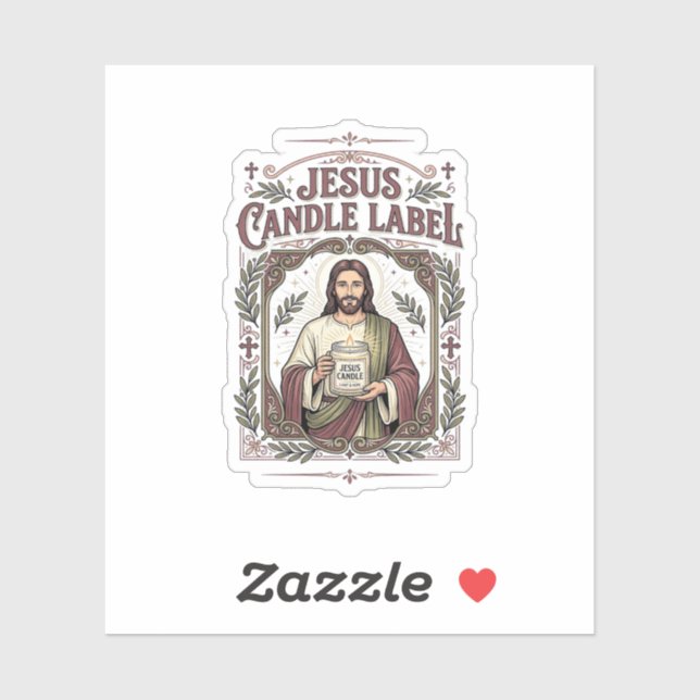 Étiquette de bougie Jésus Bougie Jésus Foi chrétie (Feuille)