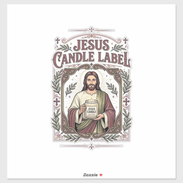 Étiquette de bougie Jésus Bougie Jésus Foi chrétie (Feuille)