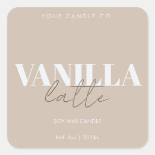 Étiquette de bougie minimale beige avec logo perso