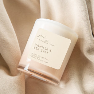 Étiquette de bougie minimaliste beige marron moder
