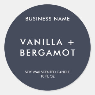 Étiquette de bougie minimaliste bleu marine modern