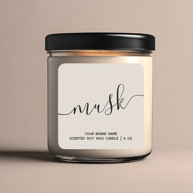 Étiquette de bougie minimaliste marron simple mode (Créateur téléchargé)