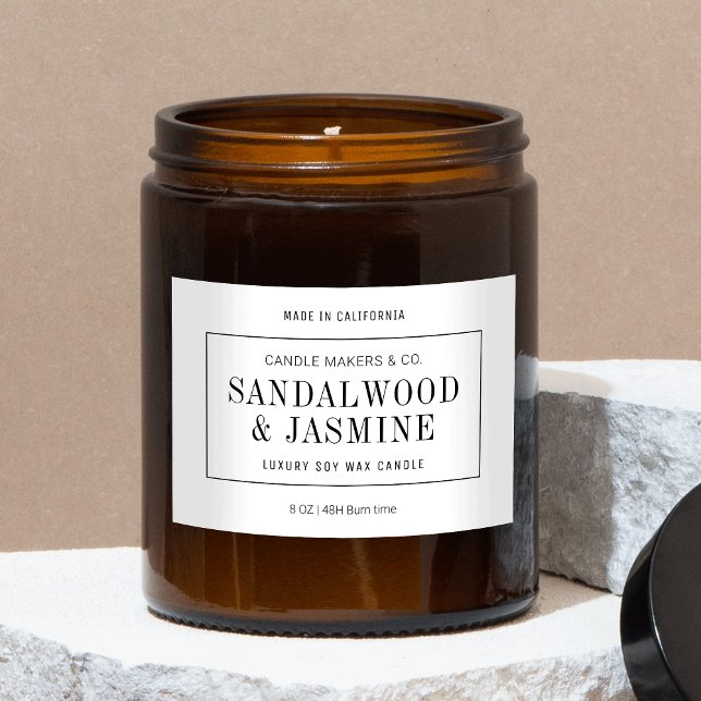 Étiquette de bougie minimaliste moderne (Embrace the simplicity with this elegant black and white candle label design)