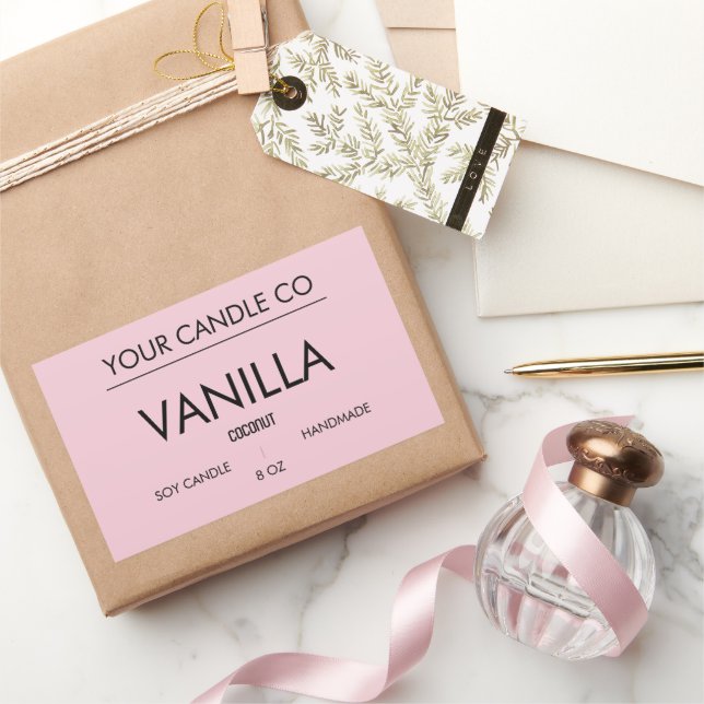Étiquette de bougie MinimalPinkRectangle – Bougie  (Cadeaux)