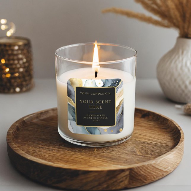 Étiquette de bougie moderne Black Gold Elegant (Créateur téléchargé)