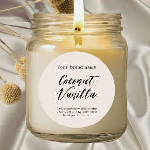 Étiquette de bougie neutre minimaliste